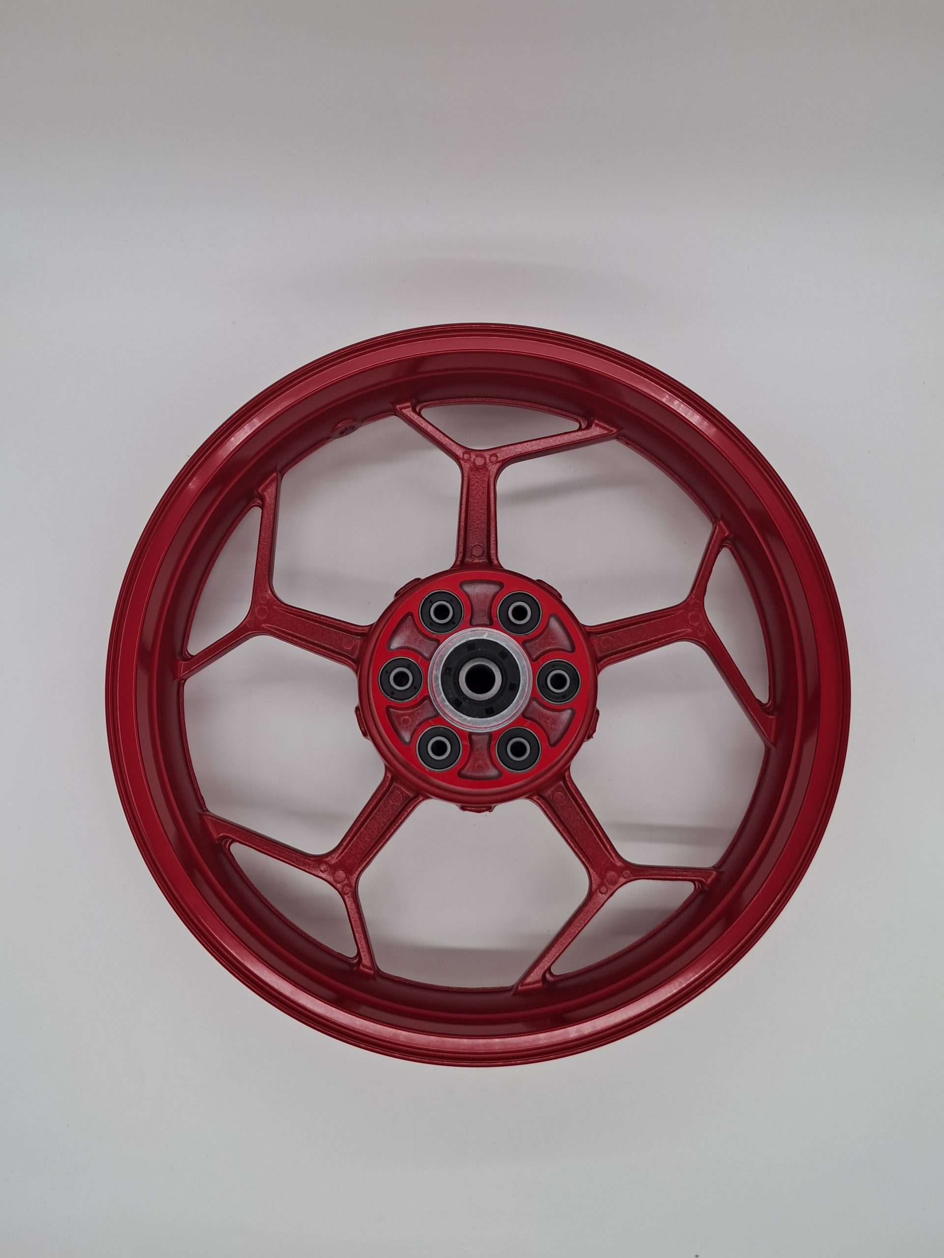 Red rear wheel